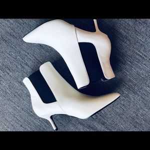 White Leather Ankle Booties